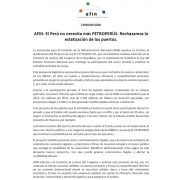 AFIN: El Perú no necesita más PETROPERÚS. Rechazamos la estatización de los puertos.