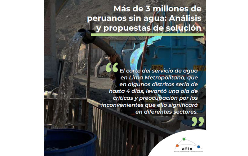 Artículo económico:  Más de 3 millones de peruanos sin agua: Análisis y propuestas de solución