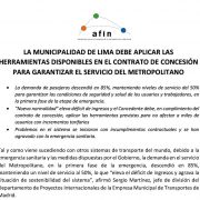 La Municipalidad de Lima debe aplicar las herramientas disponibles en el contrato de concesión para garantizar el servicio del Metropolitano