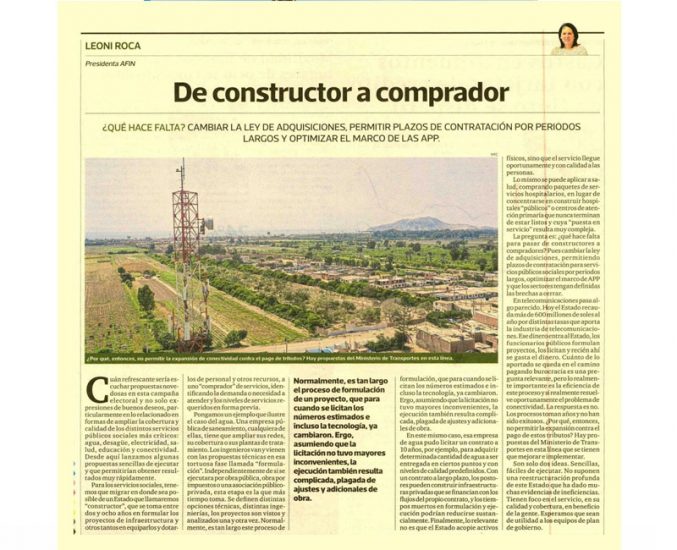 «De constructor a comprador» por Leonie Roca, presidenta de AFIN