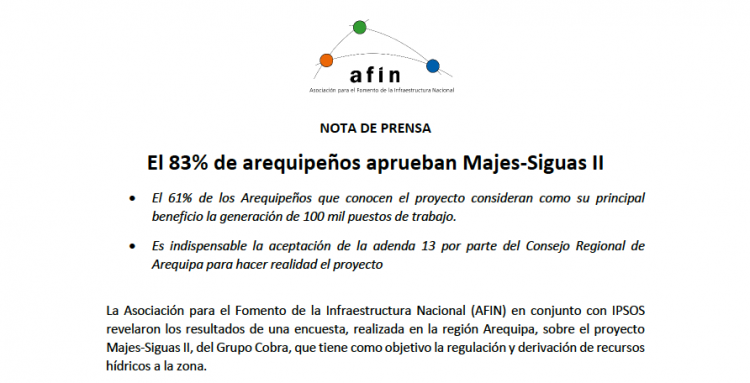 AFIN expresa preocupación por vulneración de la autonomía del organismo regulador de las telecomunicaciones 