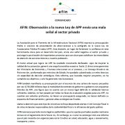  AFIN: Observación a la nueva Ley de APP envía una mala señal al sector privado 