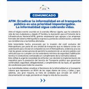 AFIN: Erradicar la Informalidad en el transporte público es una prioridad impostergable. La informalidad sigue cobrando vidas.