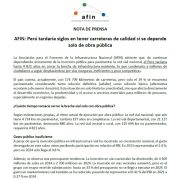 AFIN: Perú tardaría siglos en tener carreteras de calidad si se depende solo de obra pública