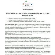 AFIN: Tráfico en Lima y Callao genera pérdidas por S/ 27,691 millones al año