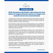 AFIN: Decisiones del Estado sobre Rutas de Lima dañan la imagen del país y ponen en riesgo a los usuarios de las vías concesionadas