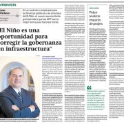 Entrevista a Juan Pacheco, presidente de AFIN | AFIN: Alerta por El Niño es una oportunidad para revertir “atomización” en infraestructura